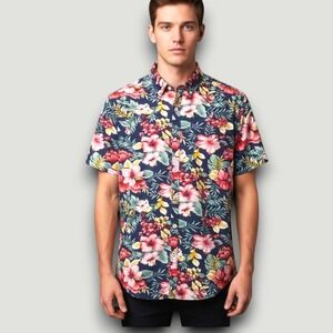 Cactus Man Ricky Singh Top Mens L Cotton Multi-Color Floral Tropical Casual